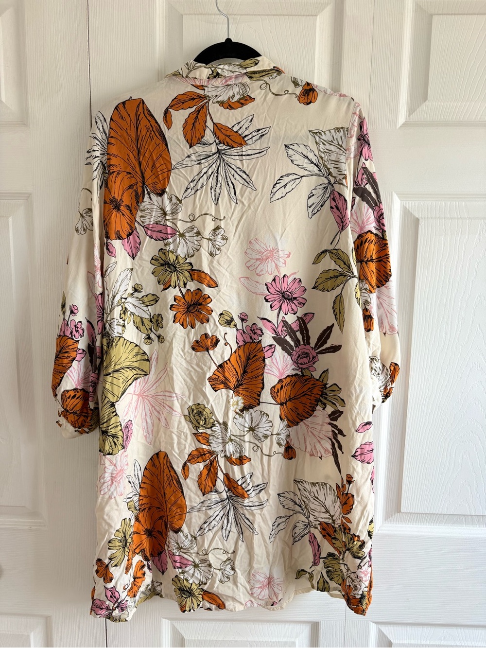 Cupshe White Orange Floral Tunic Button Shirt Cover Dress Cruise Resort Coastal - Picture 6 of 8